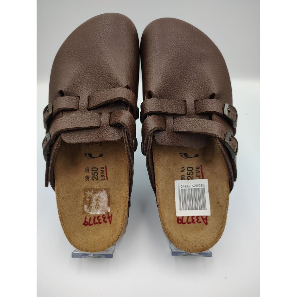 Birki's Vintage Camden Double Strap Brown Leather Clogs With Adjustable Straps & - Picture 1 of 4